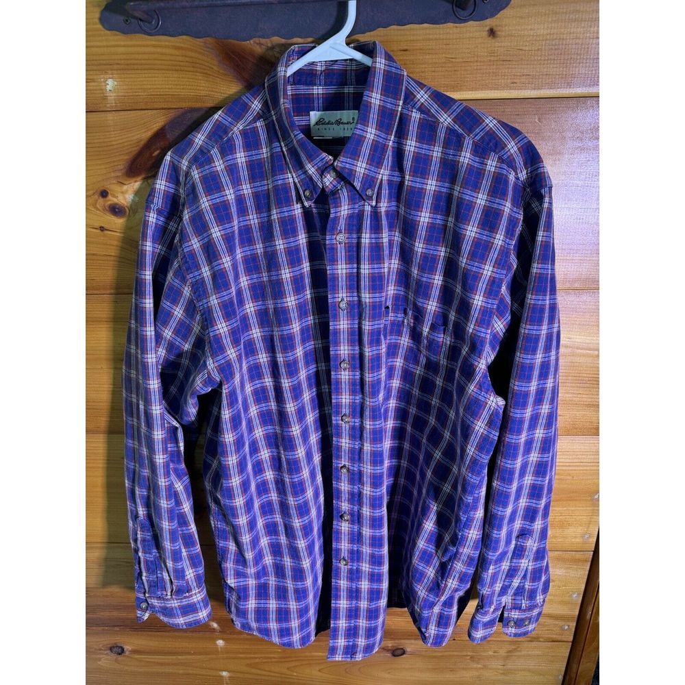 eddie bauer plaid button up Long Sleeve Shirt Size Large